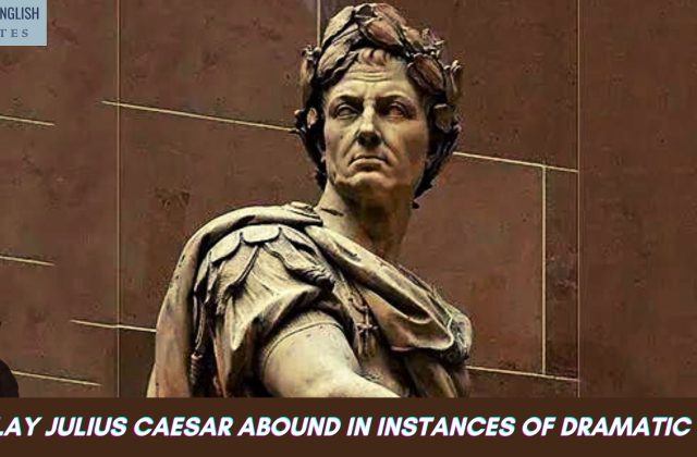 The play Julius Caesar abound in instances of Dramatic Irony