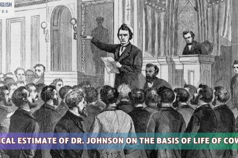 A Critical Estimate of Dr. Johnson On The Basis Of Life Of Cowley